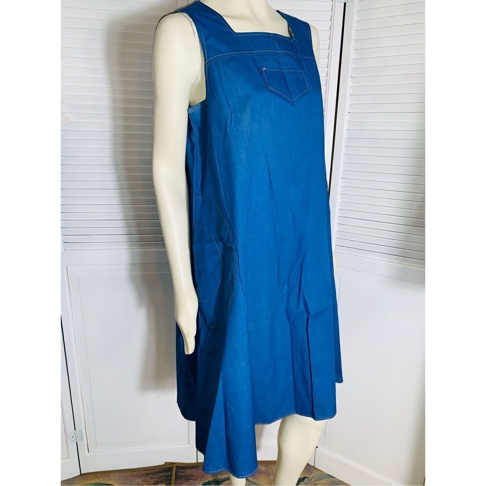 Vintage Loungees Blue Shift Dress Size Large - Picture 3 of 16